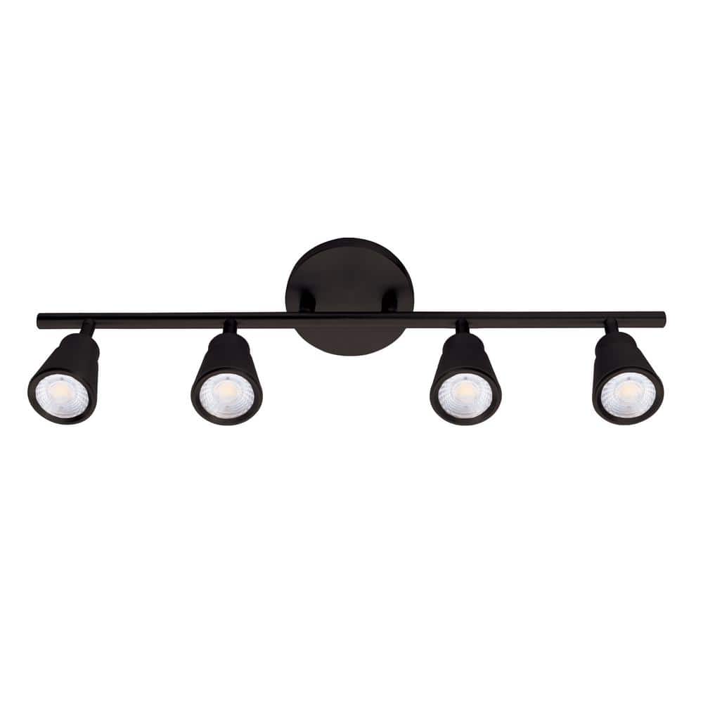 Solo 36'' Black LED Track Light with Clear Glass Shades