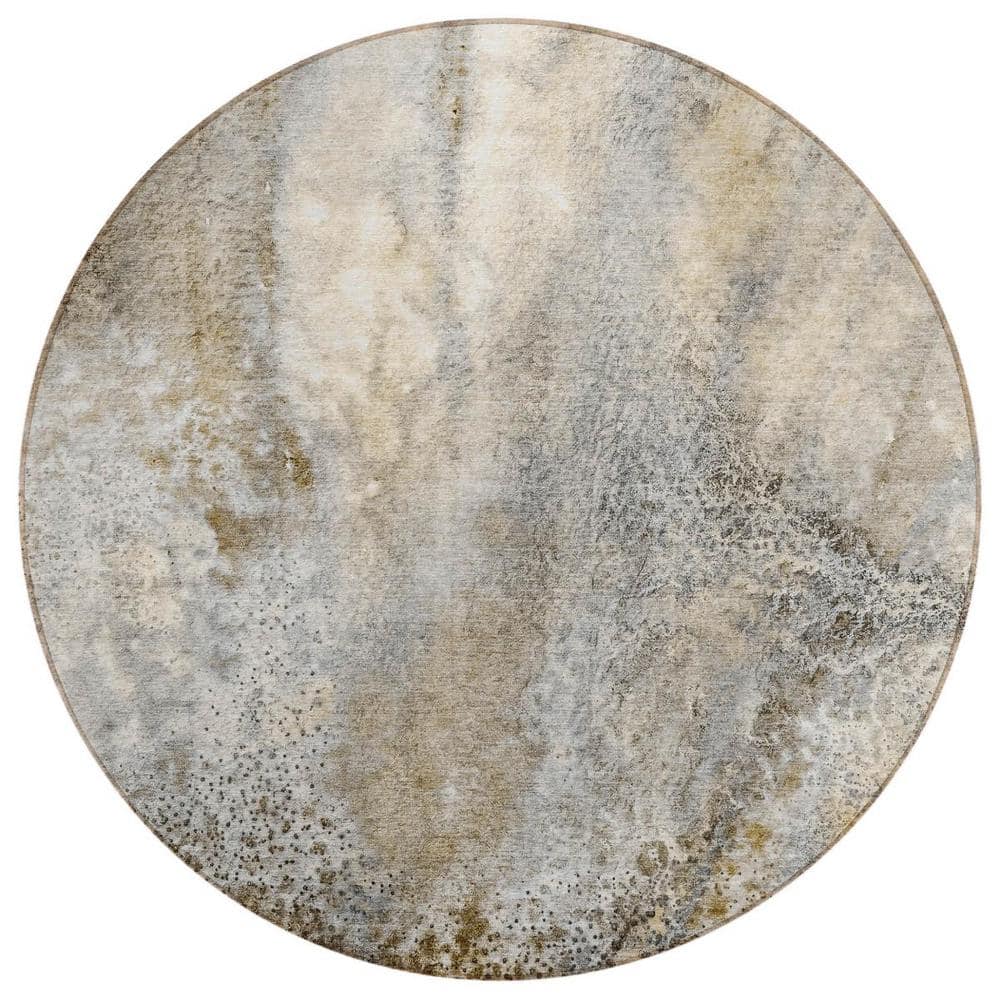 Beige 8 ft. Round Abstract Indoor / Outdoor Area Rug price history on PriceWatchPro