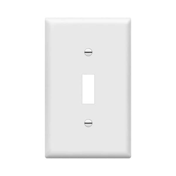 Standard Size 1-Gang 1-Toggle / 1-Duplex Plastic Wall Plate Smooth Finish Polycarbonate UL Listed White (1-Pack)