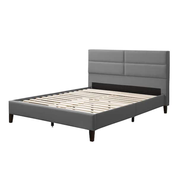 CorLiving Bellevue Gray Fabric Queen Platform Bed