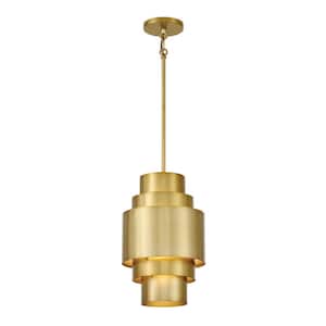 Spyglass Terrace 1-Light Soft Brass Mini Pendant with Soft Brass Shade