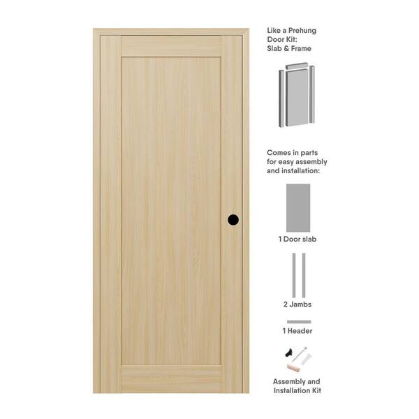 Belldinni Shaker 18 in. x 84 in. 1 Panel Left-Hand Loire Ash Wood Composite DIY-Friendly Single Prehung Interior Door