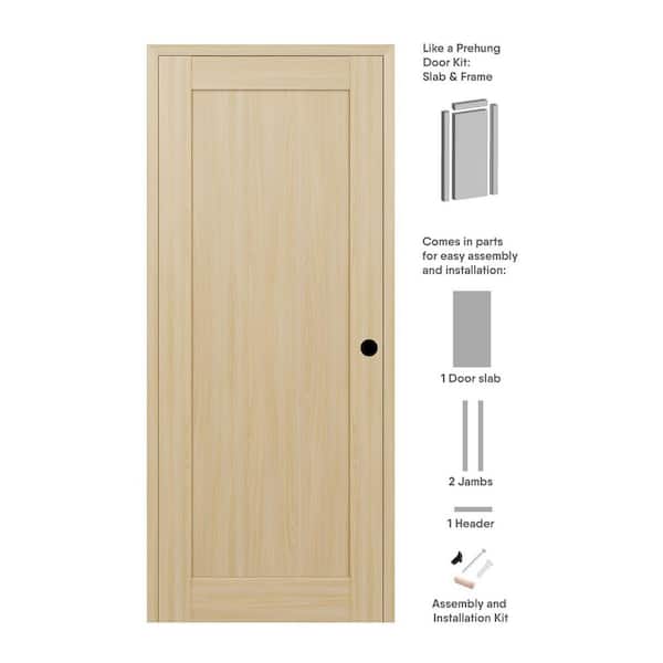 Belldinni 1 Panel Shaker 18 in. x 96 in. Left Hand Active Loire Ash Wood DIY-Friendly Single Prehung Interior Door