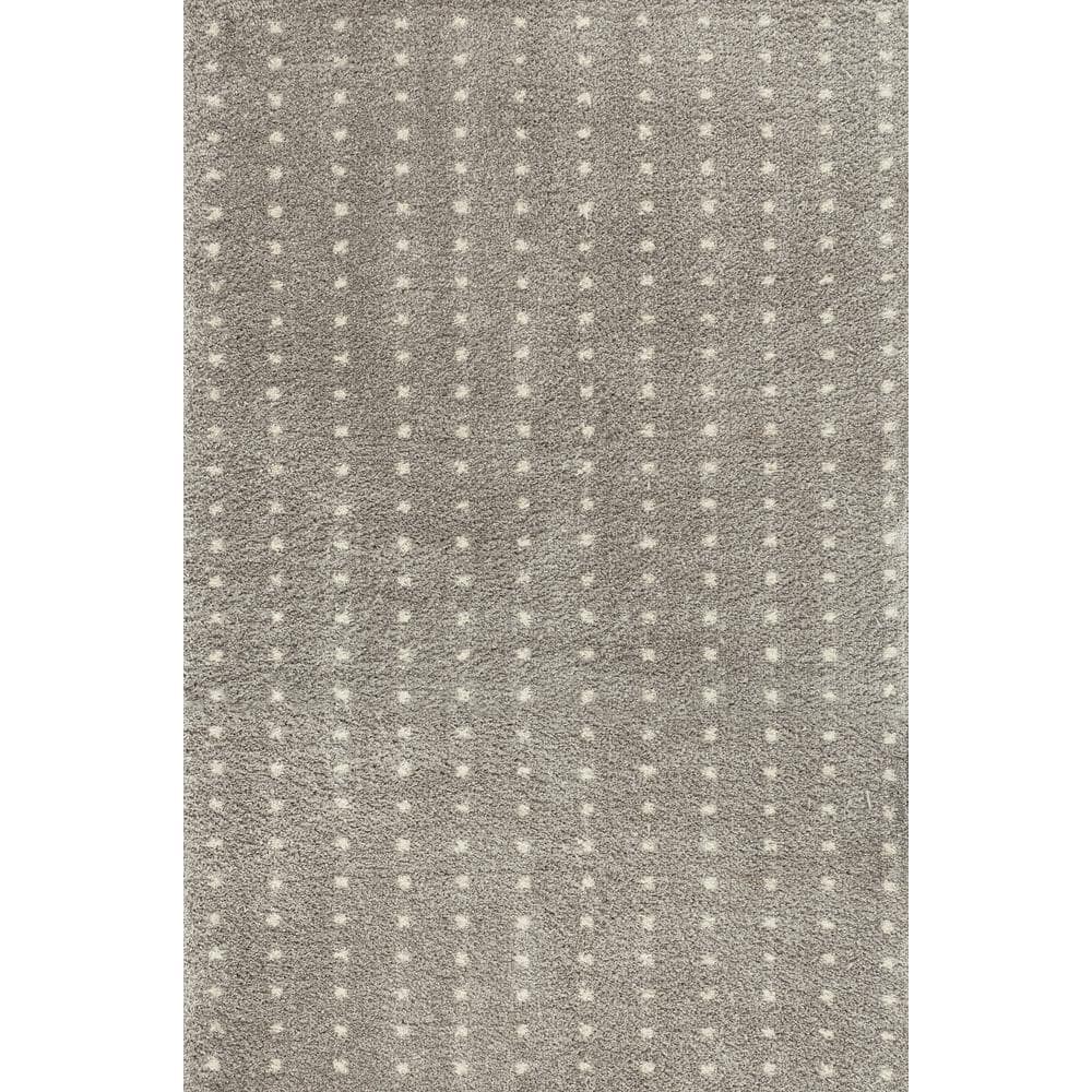 Ivory and Gray Geometric Dot Shag Area Rug