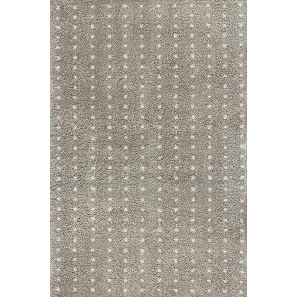 Pele Modern Geometric Dot Shag Gray/Ivory 8 ft. x 10 ft. Area Rug