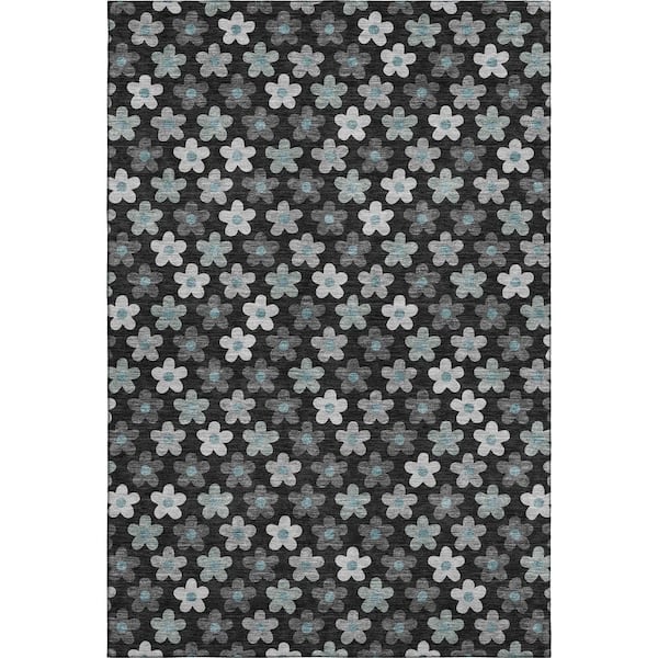 Mayfield Premium Machine Washable Abstract AMF2569 Black 10 ft. x 14 ft. Area Rug