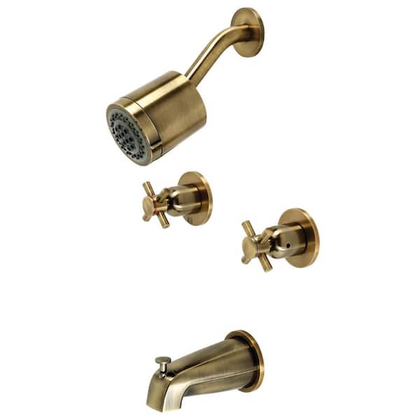 Kingston Brass Concord 2-Handle 2-Spray Tub and Shower Faucet in Antique Brass (Valve Included)