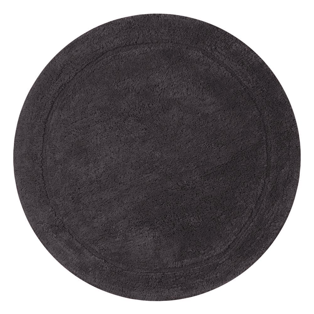 Waterford Luxury 30" Round Plush Gray Cotton Bath Rug