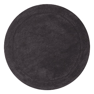 Waterford Collection 100% Cotton Tufted Bath Rug, Machine Wash, 30 in. Round, Gray