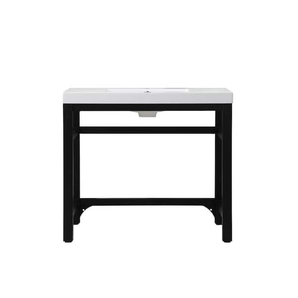 36 in. W x 22 in. D x 32 in. H ADA Bath Vanity in Black with White Resin Top