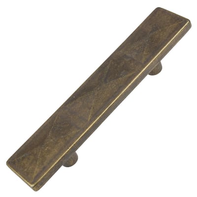 2-1/2 in. Center-to-Center Antique Brass Triple Pyramid Cabinet Pull (10-Pack)