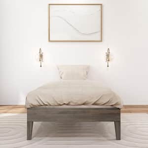 Gray, Wood Frame, Twin-Size Platform Bed, Driftwood
