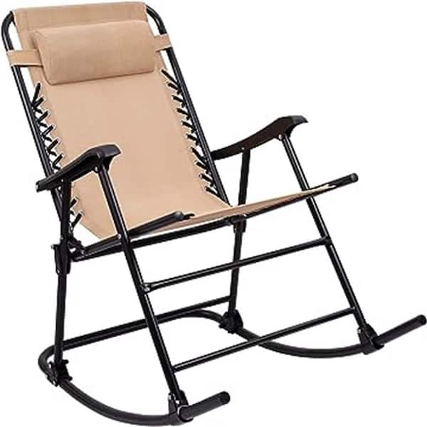 Unbranded FAWEY FAWEY Outdoor Patio Rocking Zero Gravity Lounge Chairs Set of 1, Beige