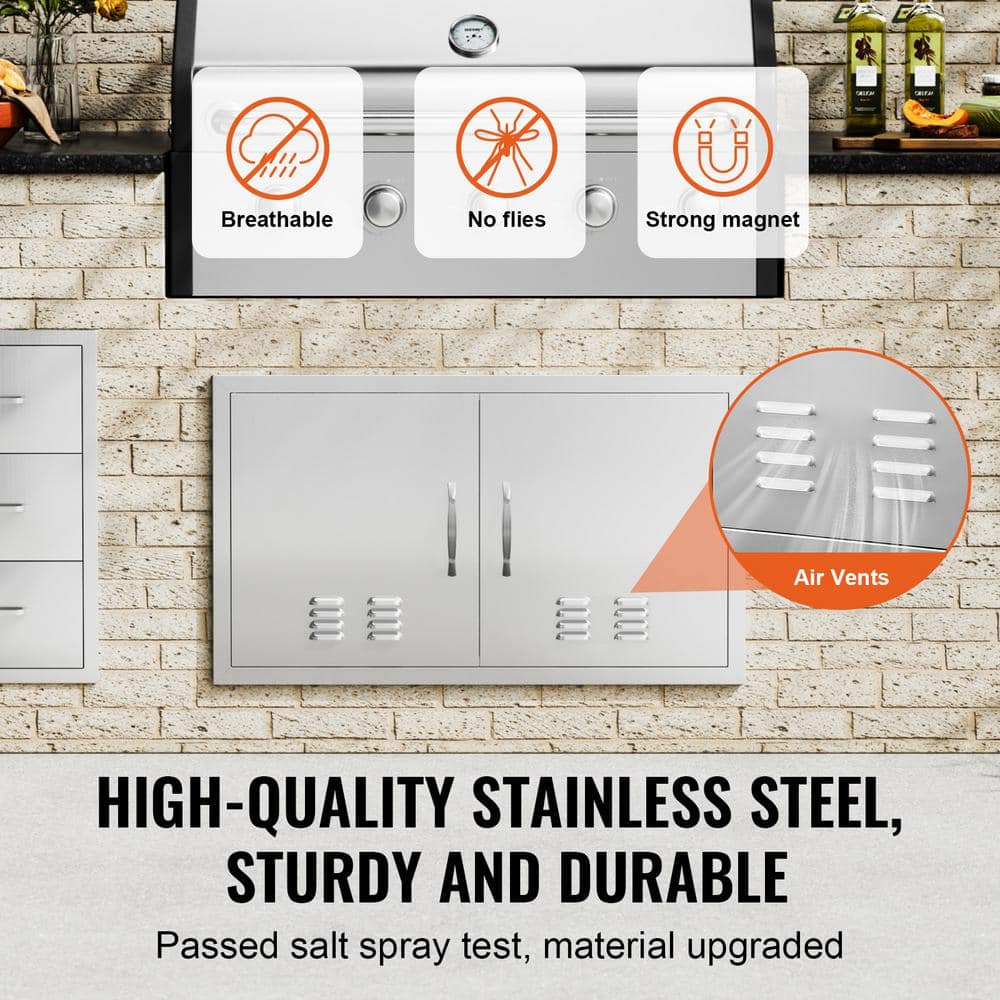 Stainless Steel Double Outdoor Kitchen Access Door with Vents