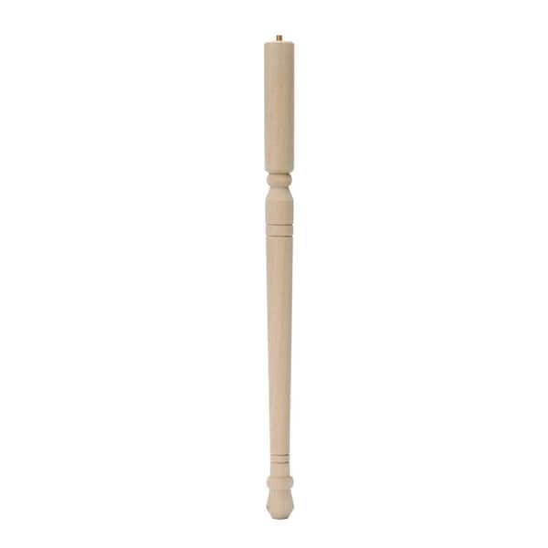 Waddell Early American Table Leg with Hanger Bolt - 22 in. H x 1.375 in. Dia. - Sanded Unfinished Hardwood - DIY Furniture