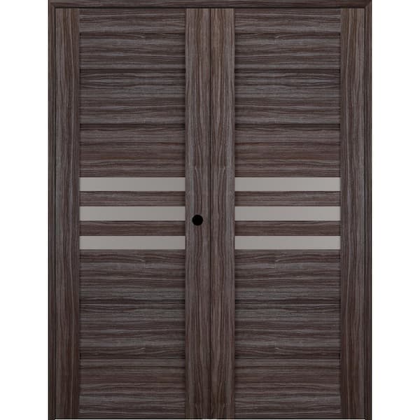 Belldinni Dome 72 in. x 96 in. Left Hand Active 3-Lite Gray Oak Wood Composite Double Prehung Interior Door