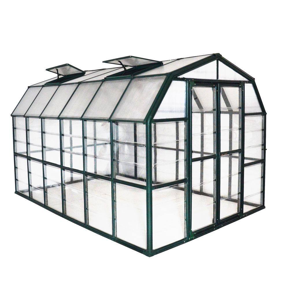 Canopia By Palram Grand Gardener 8 Ft X 12 Ft Green Clear Diy Greenhouse Kit The Home Depot