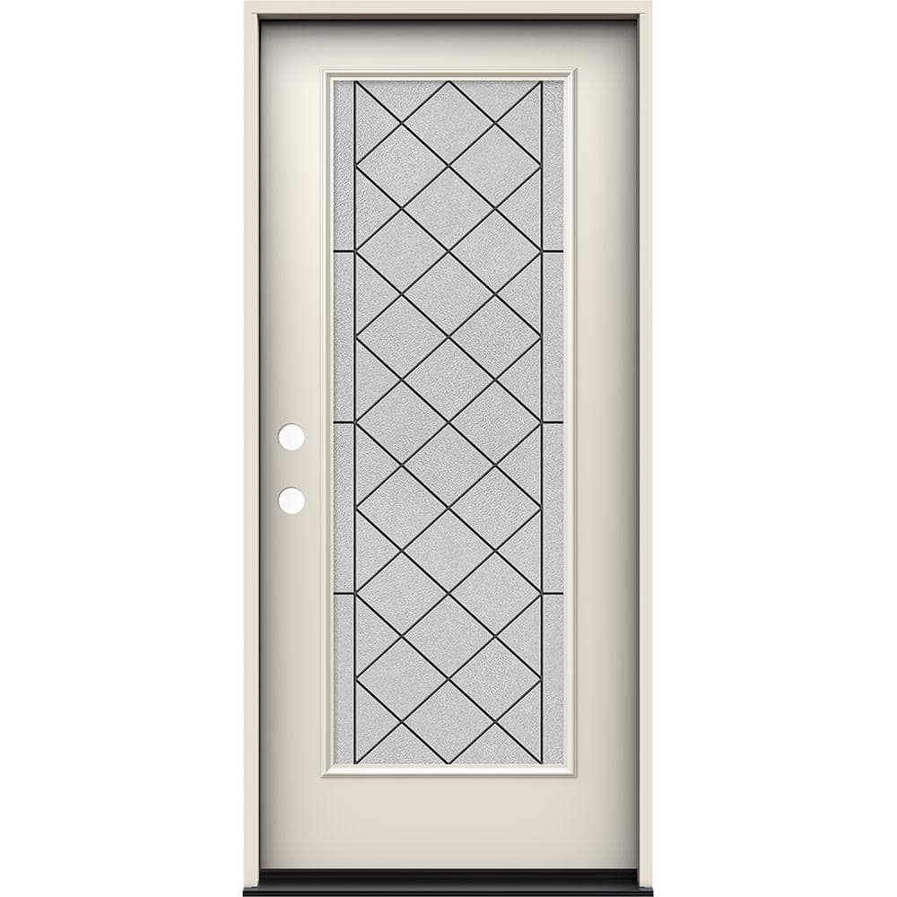 36 in. x 80 in. Right-Hand Full Lite Harris Decorative Glass Primed Steel Prehung Front Door price history on PriceWatchPro