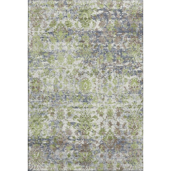 Mayfield Premium Machine Washable Abstract AMF2211 Aloe 10 ft. x 14 ft. Area Rug