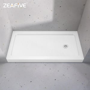 60 in. L x 30 in. W Acrylic Alcove Shower Pan Base with Right Drain in Gloss White Non-Slip Shower Bases for RV/Bathroom