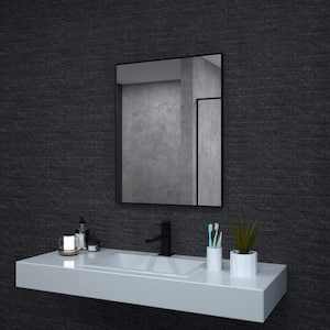 Aura 24 in. W x 30 in. H Rectangular Framed Wall Bathroom Vanity Mirror in Matte Black
