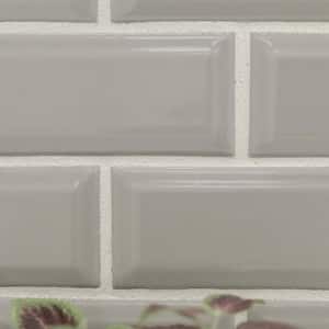 Gray Beveled 11.89 in. x 11.97 in. Glossy Porcelain Mosaic Wall Tile (14.85 sq. ft./case)