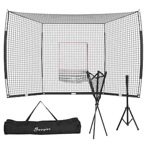 Baseball Net with Strike Zone, Tee, Caddy and Carry Bag, Portable Extra Large Softball and Baseball Training Equipment