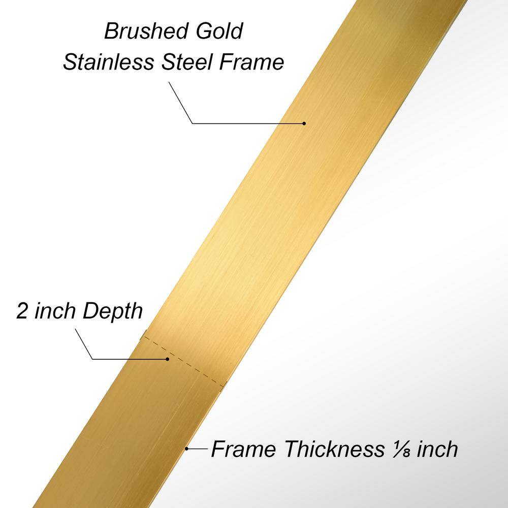 Rectangular Silver and Gold Stainless Steel Wall Mirror, 22" x 30"