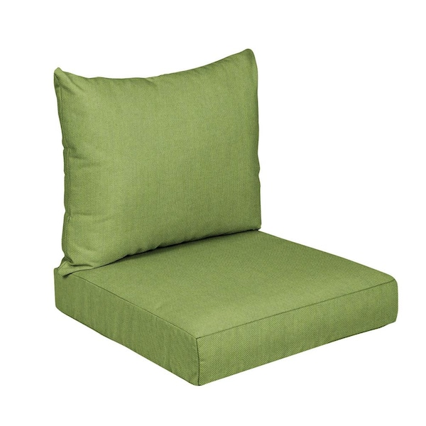 SORRA HOME 25 in. x 25 in. x 5 in. 2-Piece Deep Seating Outdoor Dining Chair Cushion in Sunbrella Spectrum Cilantro