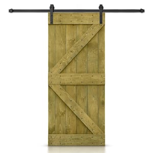 K Series 30 in. x 84 in. Pre-Assembled Jungle Green Stained Wood Interior Sliding Barn Door with Hardware Kit