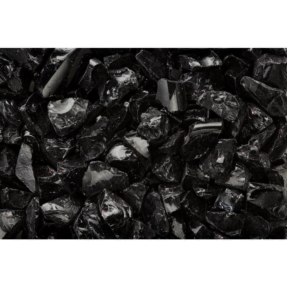 Elegant Black Tempered Broken Fire Glass, 25 lb Bag