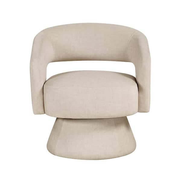 Lazzara Laurie Taupe Velvet Upholstery Swivel Arm Chair 1003TPE-1