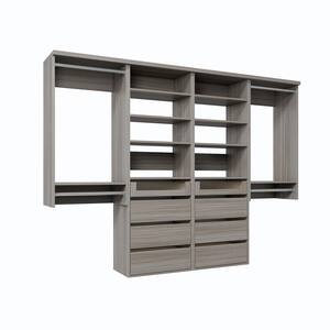 System Drawer Size VIA Closets 108 in. W Natural Oak Reach-in Wall-Mount 4-Rod 8-Reveal ...