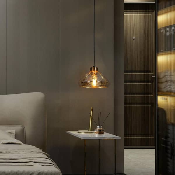 LNC Modern 9.8 in. 1-Light Black and Plated Brass Classic