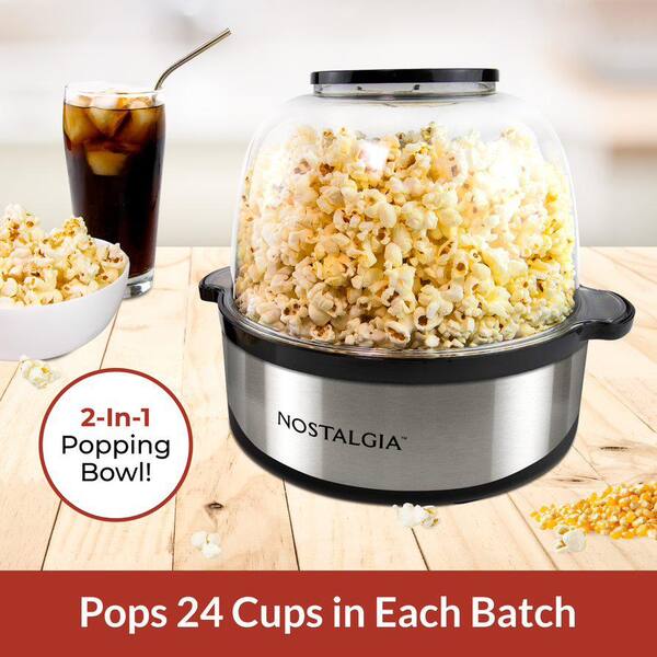 Nostalgia 6 qt Stainless Steel Stirring Popcorn Popper Silver