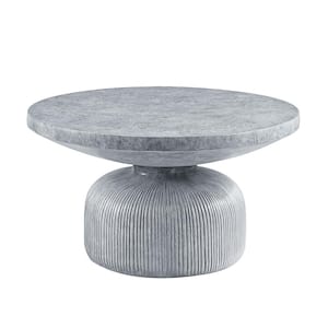 Laddie 30 in. Weathered Gray Finish Round Stone Coffee Table