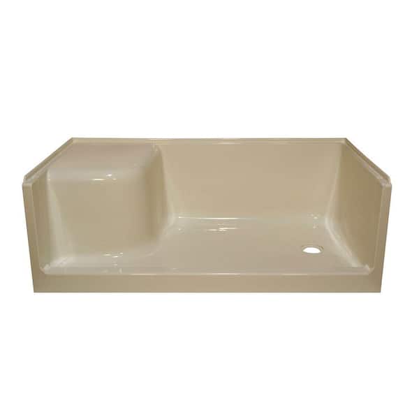 Lyons Industries Elite 60 in. x 32 in. Single Threshold Seated Shower Base with Right Drain in Almond
