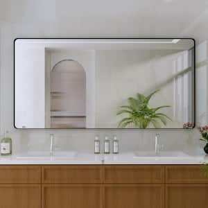 72 in. W x 36 in. H Large Rectangular Framed Wall Mounted Bathroom Vanity Mirror in Black