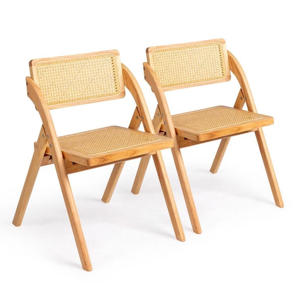 Light Brown Wood Armless Folding Chairs (Set of 2)