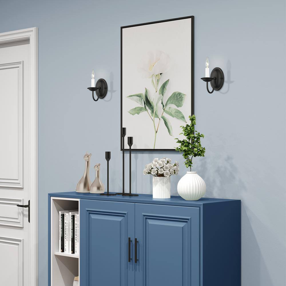 Sleek Black Dimmable Vanity Wall Sconce, Direct Wired, 7" Height
