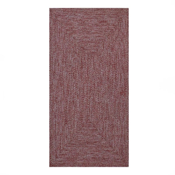 SUPERIOR Braided Brick/White 6 ft. x 9 ft. Solid Indoor/Outdoor Area Rug