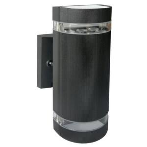 2-Light Black Up Down Aluminum Steel Cylinder LED Outdoor Wall Lantern Sconce, Color Tunable 3000K 4000K 5000K (1-Pack)