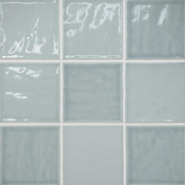 Sample-Marin Glossy Misty Blue 4 in. x 5 in. Ceramic Wall Subway Tile