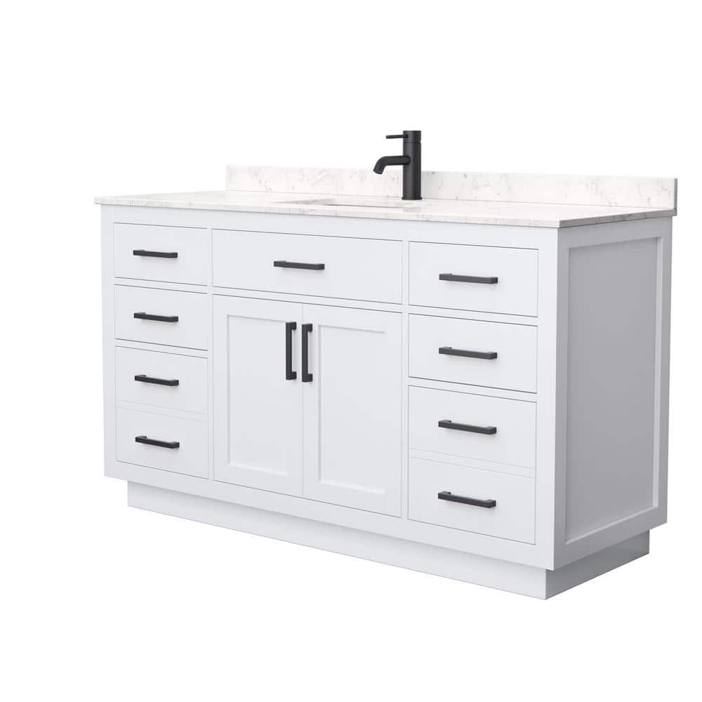 Beckett 60'' White Single Bathroom Vanity with Cultured Marble Top
