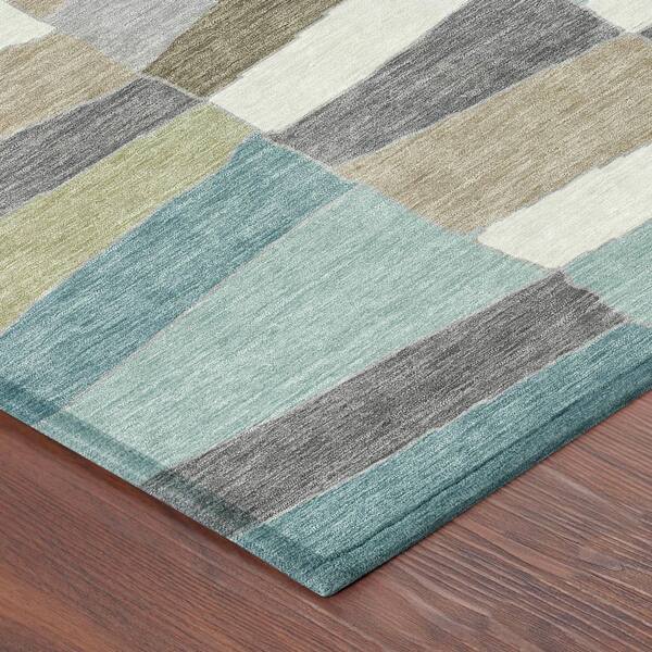 Chantille Machine Washable Indoor/Outdoor Abstract ACN2836 Teal 8 ft. x 10 ft. Area Rug