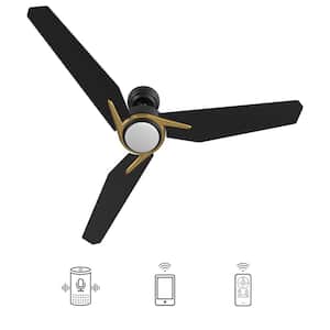 Tilbury 56 in. Dimmable LED Indoor/Outdoor Black Smart Ceiling Fan with Light and Remote, Works with Alexa/Google Home
