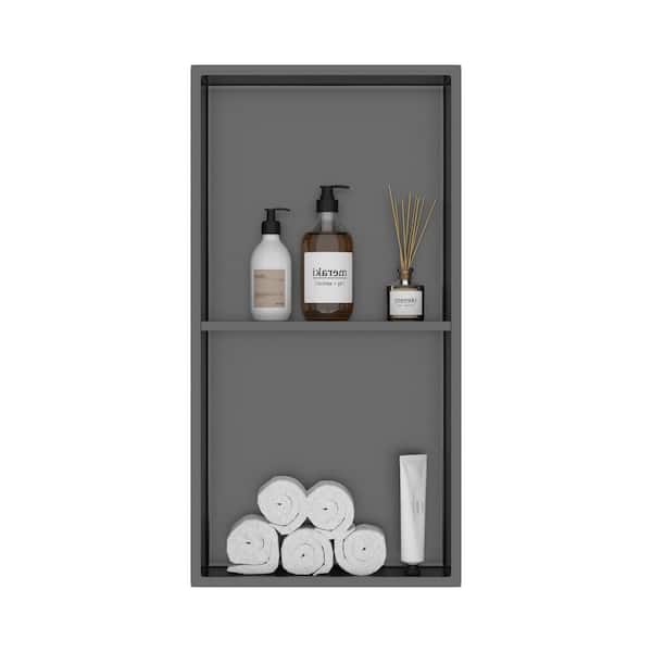 12 in. W x 4 in. H x 24 in. D Stainless Steel Shower Niche Set of 1- Piece in Matte Black Double Shelf Organizer Storage