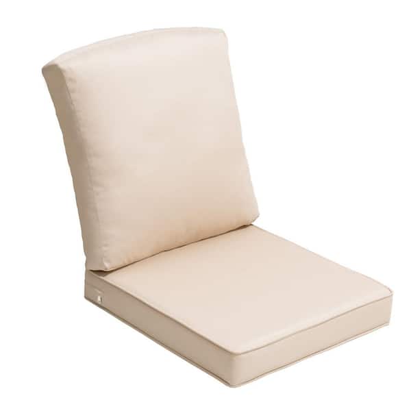 21 in. x 22 in. x 3.5 in. Outdoor Deep Seat Cushion Set in Beige 30D Sponge Patio Replacement Couch Cushion with Straps