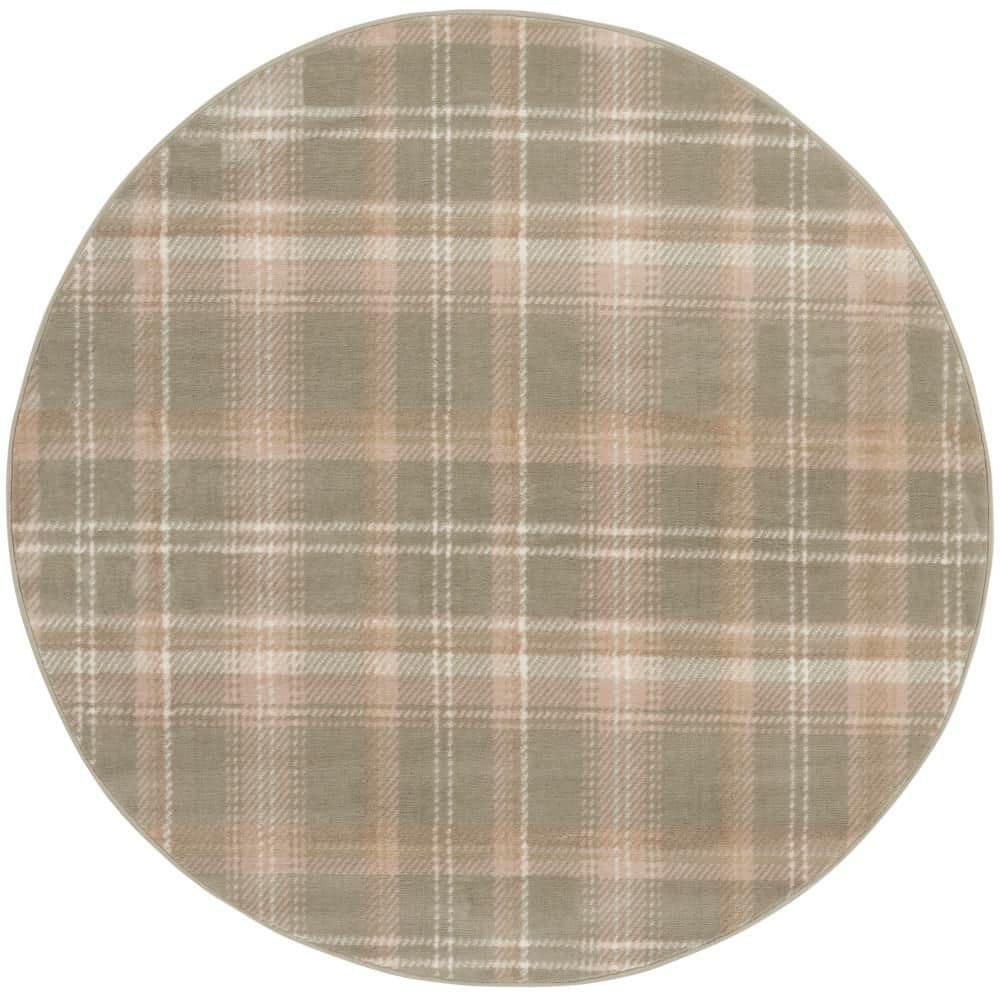 Grafix Olive 5 ft. x 5 ft. Plaid Contemporary Round Area Rug price history on PriceWatchPro