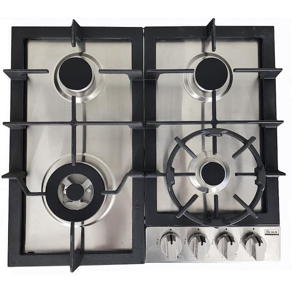 Bravo KITCHEN 24 in. 4 Burner Recessed Dual Fuel European Cooktop in Commercial Stainless Steel